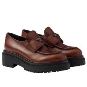 PRADA Women’s Double Chocolate Leather Loafers
